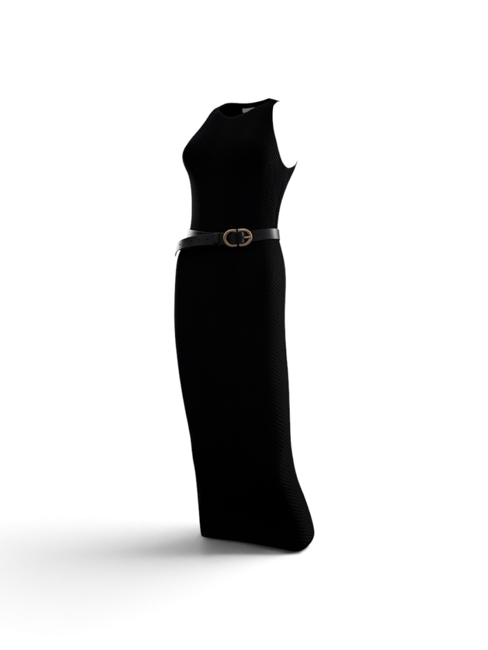 Snakeskin Texture Michael Kors Black Sleeveless Midi Dress